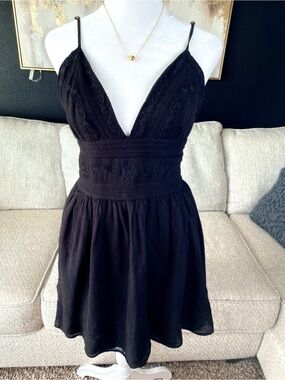 Zara Black Spaghetti Strap V-Neck Mini Dress